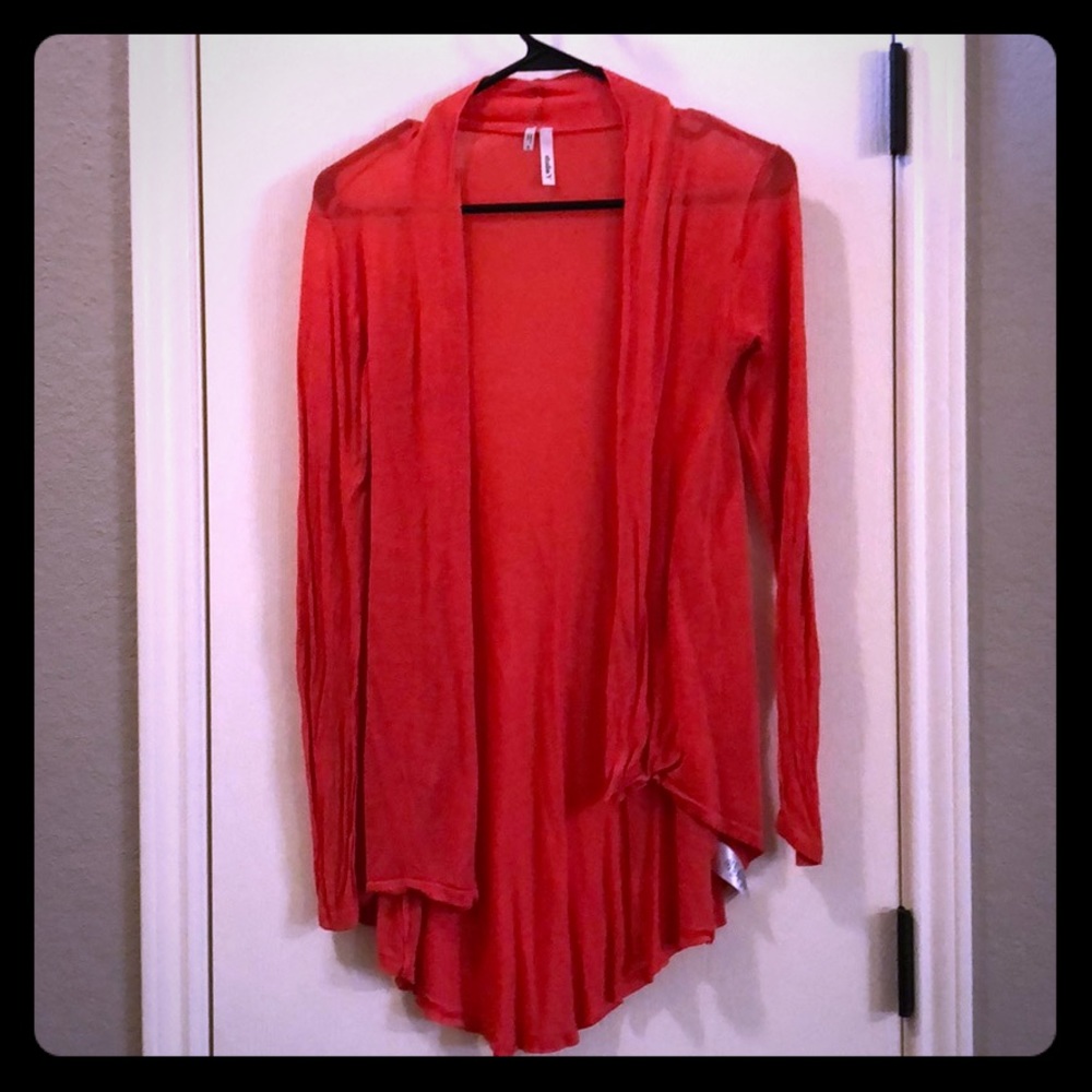 Coral high low light weight cardigan